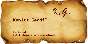 Kanitz Gerő névjegykártya